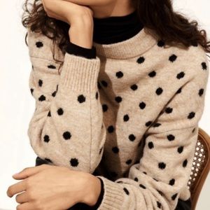 H&M Polka Dot Crew Neck Sweater Tan Black M